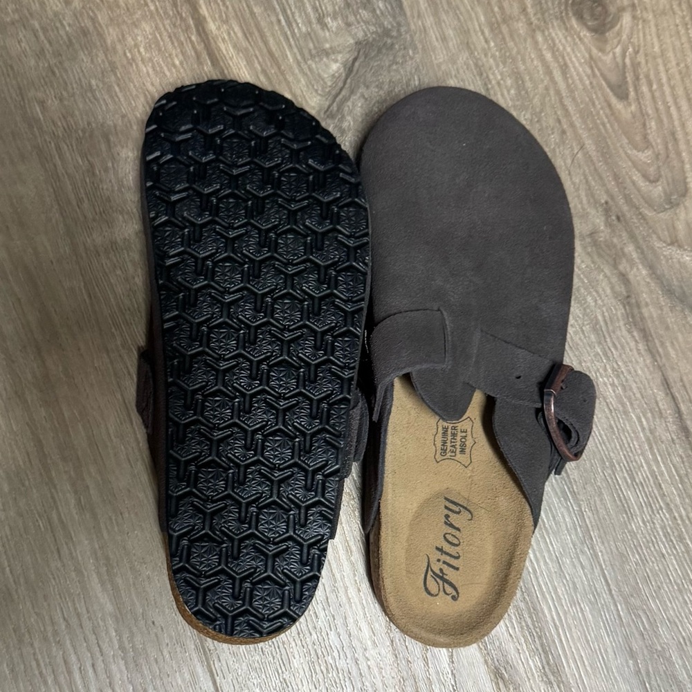 Brown Suede Slip-On Sandals